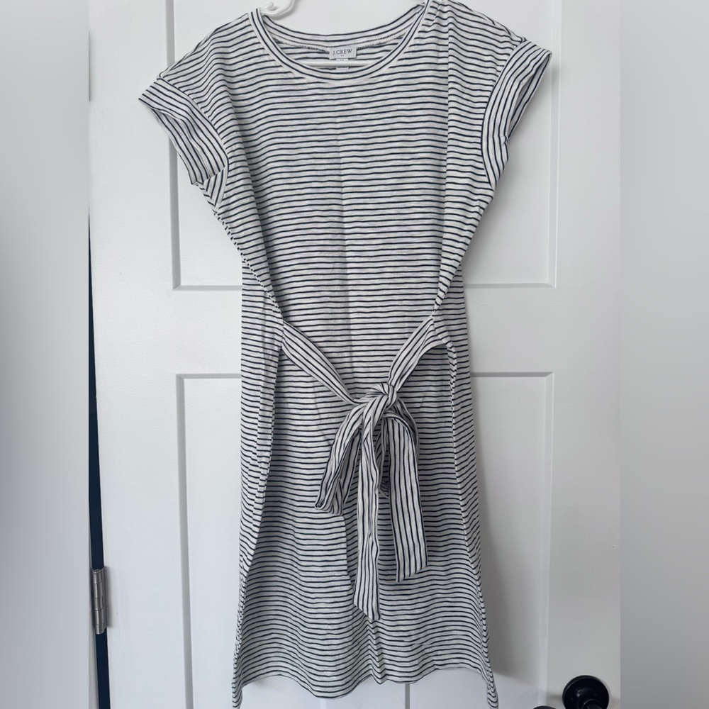 J. Crew Black and White Striped High Low Dress